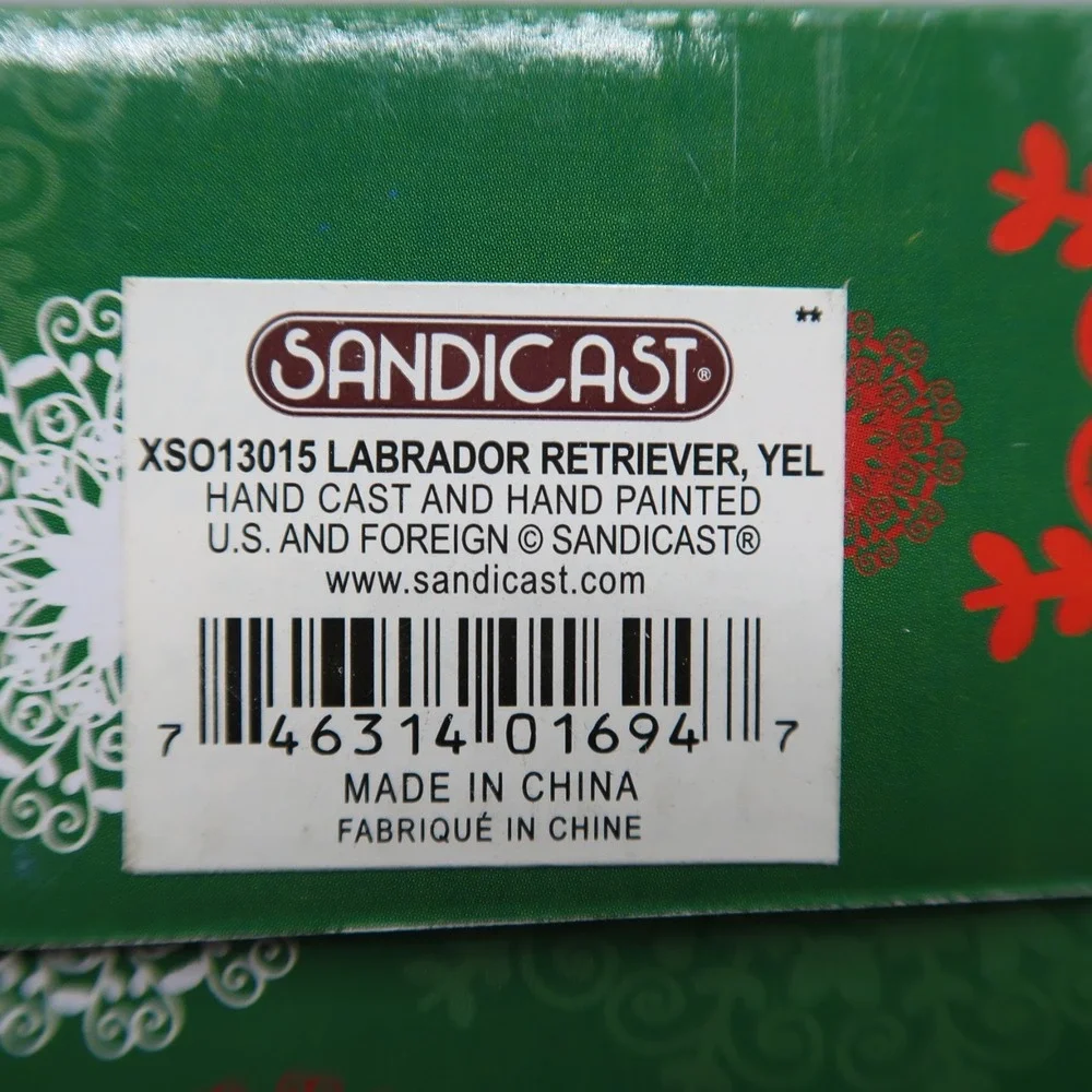 Sandicast Yellow Labrador Christmas Ornament Santa Hat‎ With Box